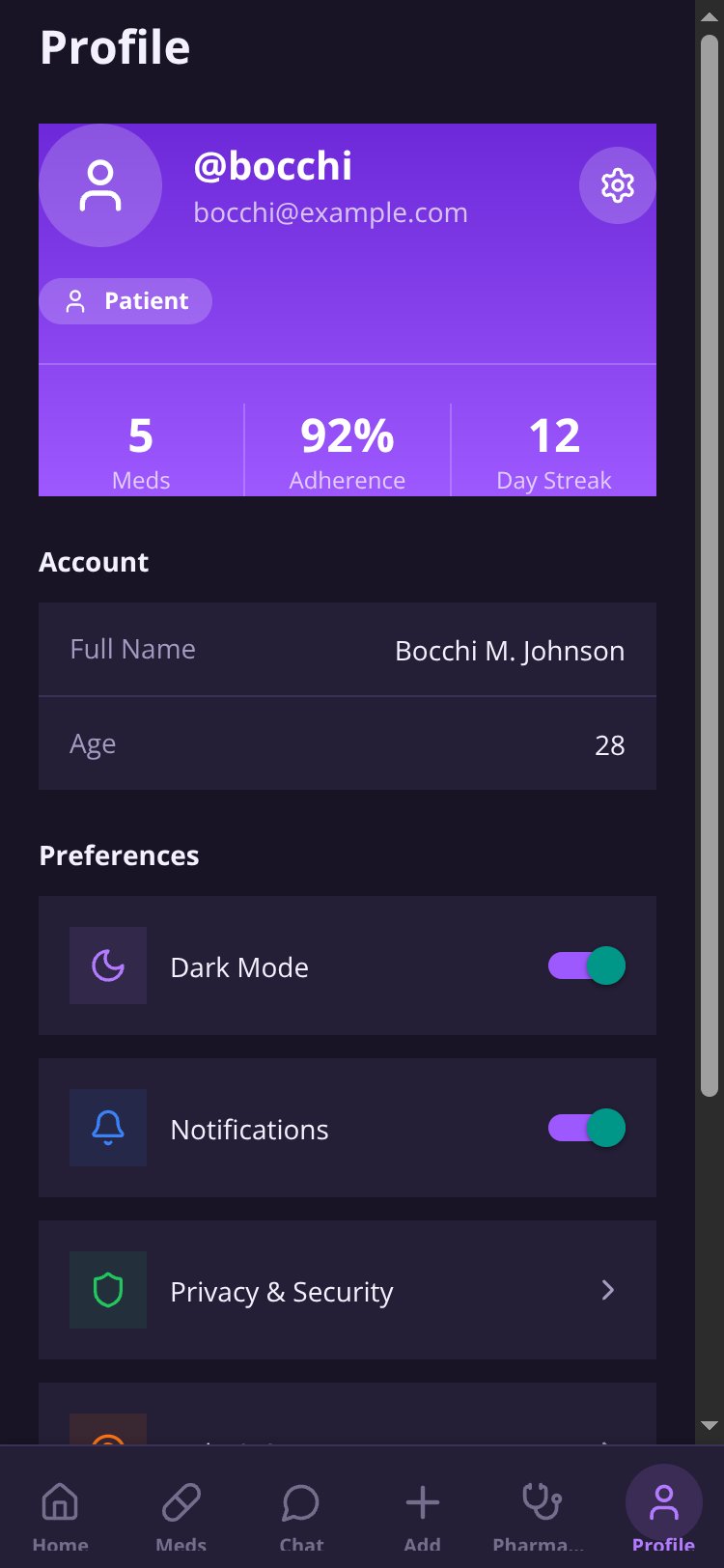 MedTrack screen 4