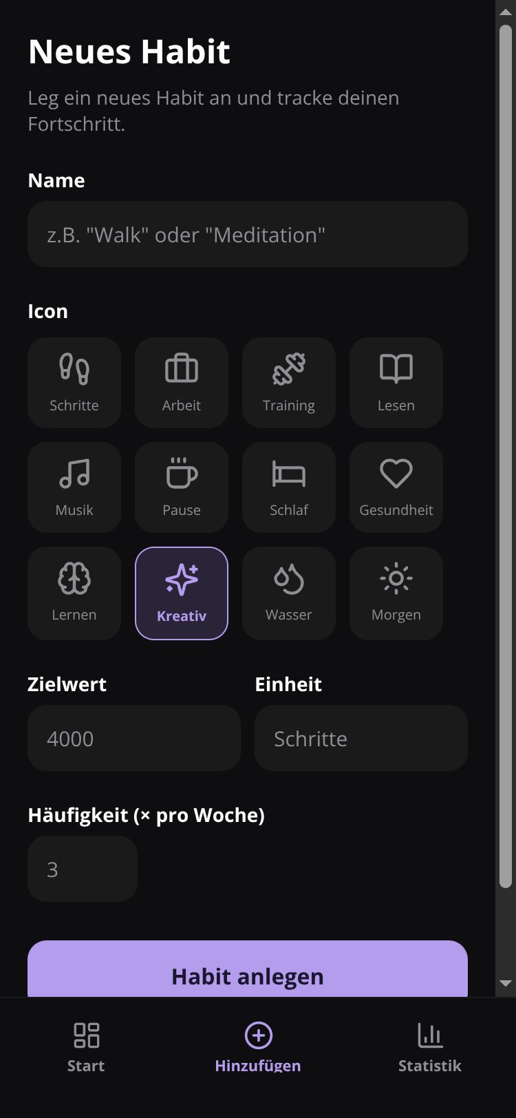 Habit Tracker screen 1