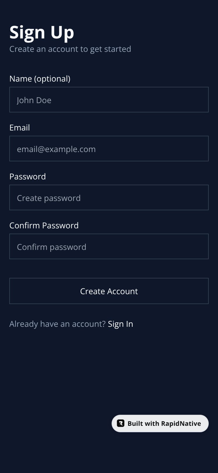Fitness App screen 2