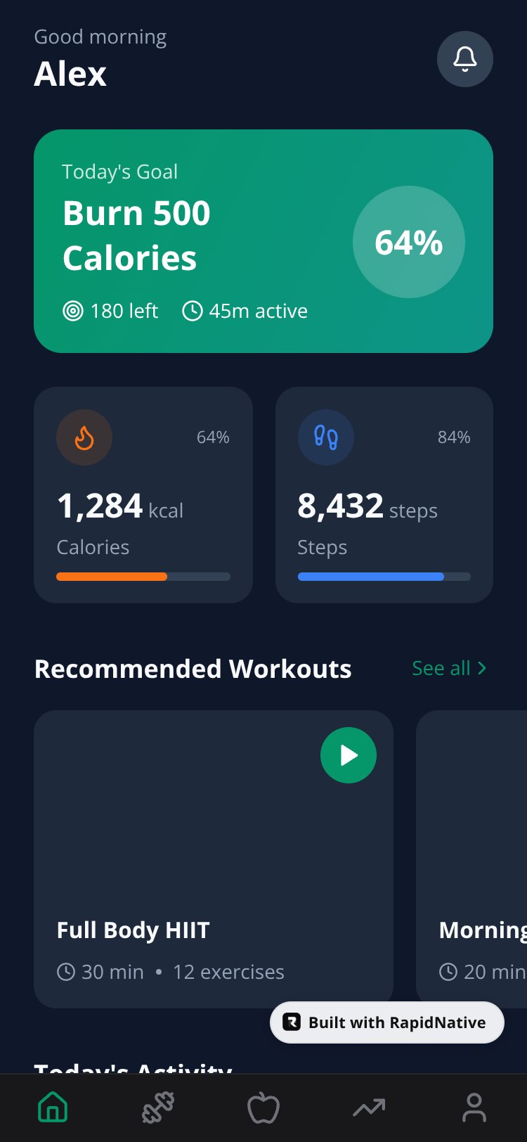 Fitness App screen 4