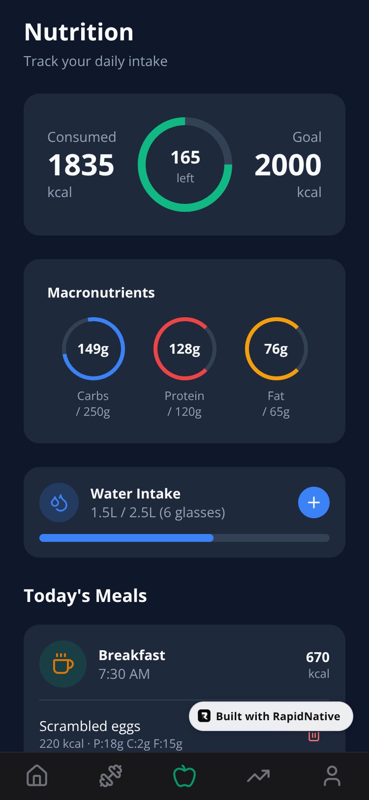 Fitness App screen 5