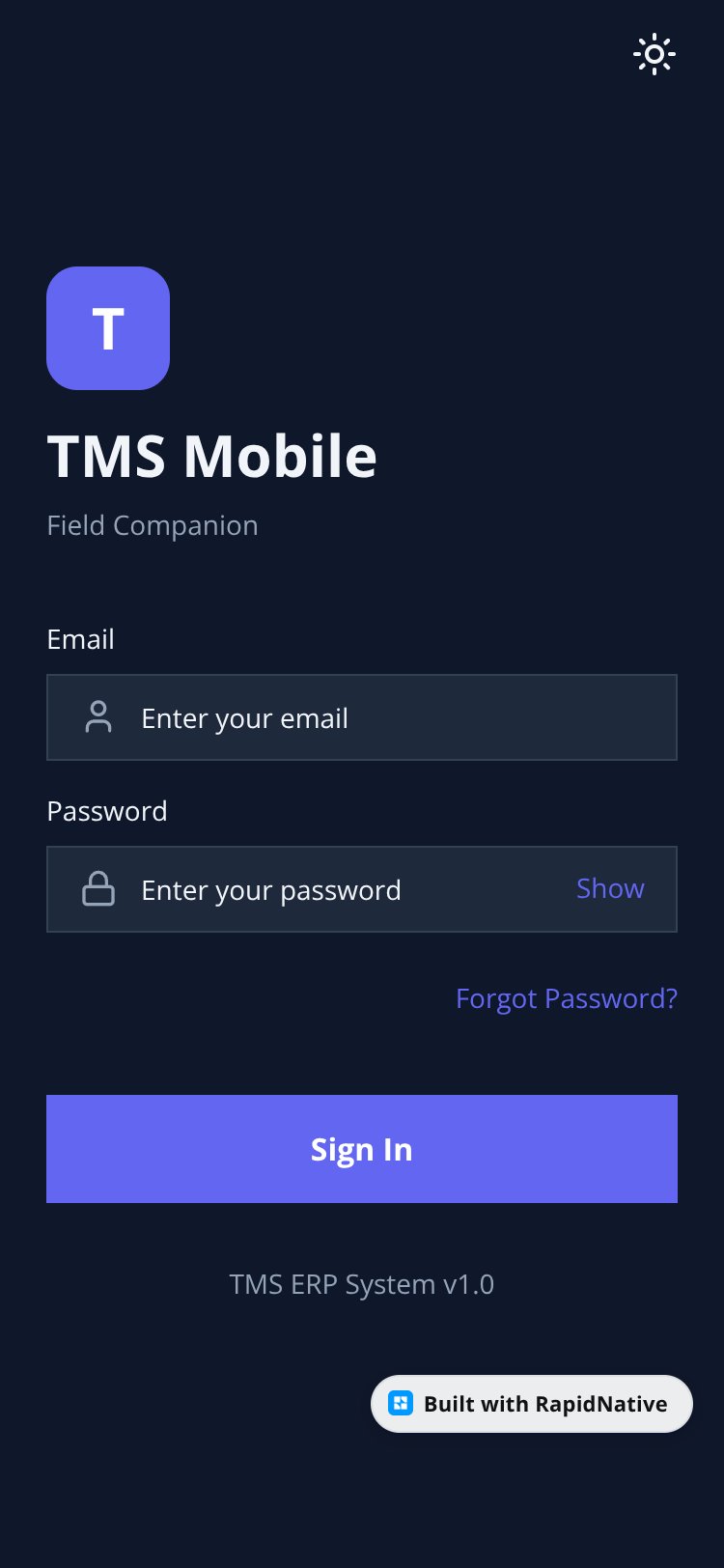 TMS Mobile Companion screen 2
