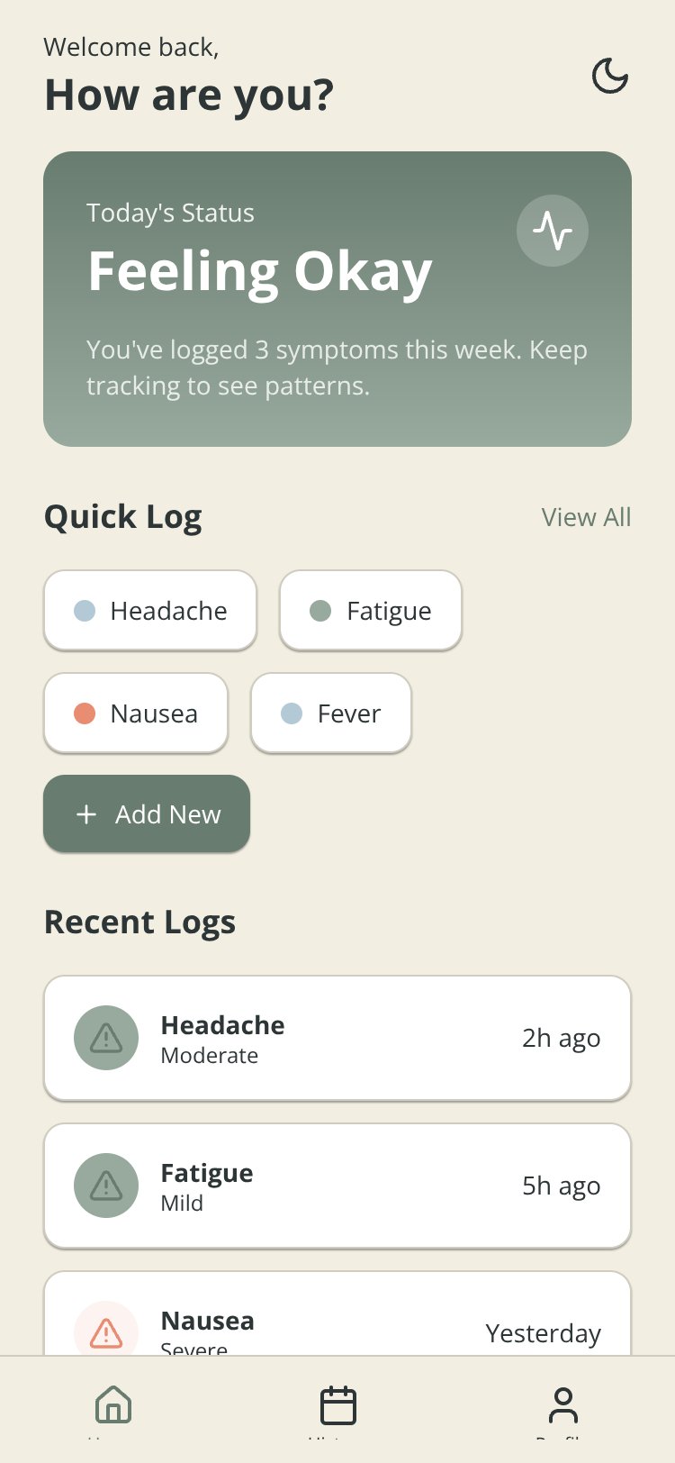 SymptomFlow Copy screen 1