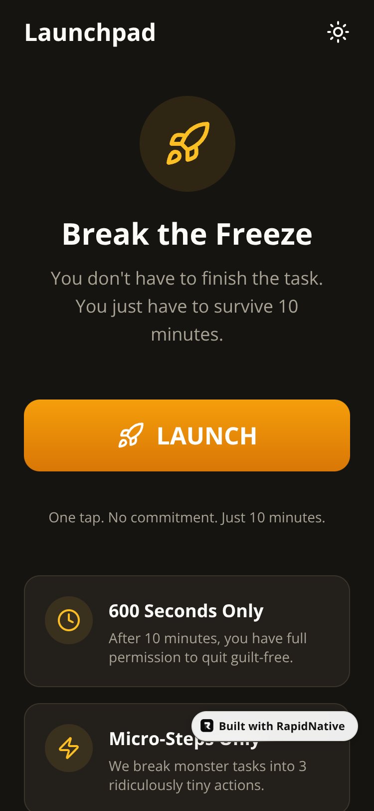 10-Minute Launchpad screen 1