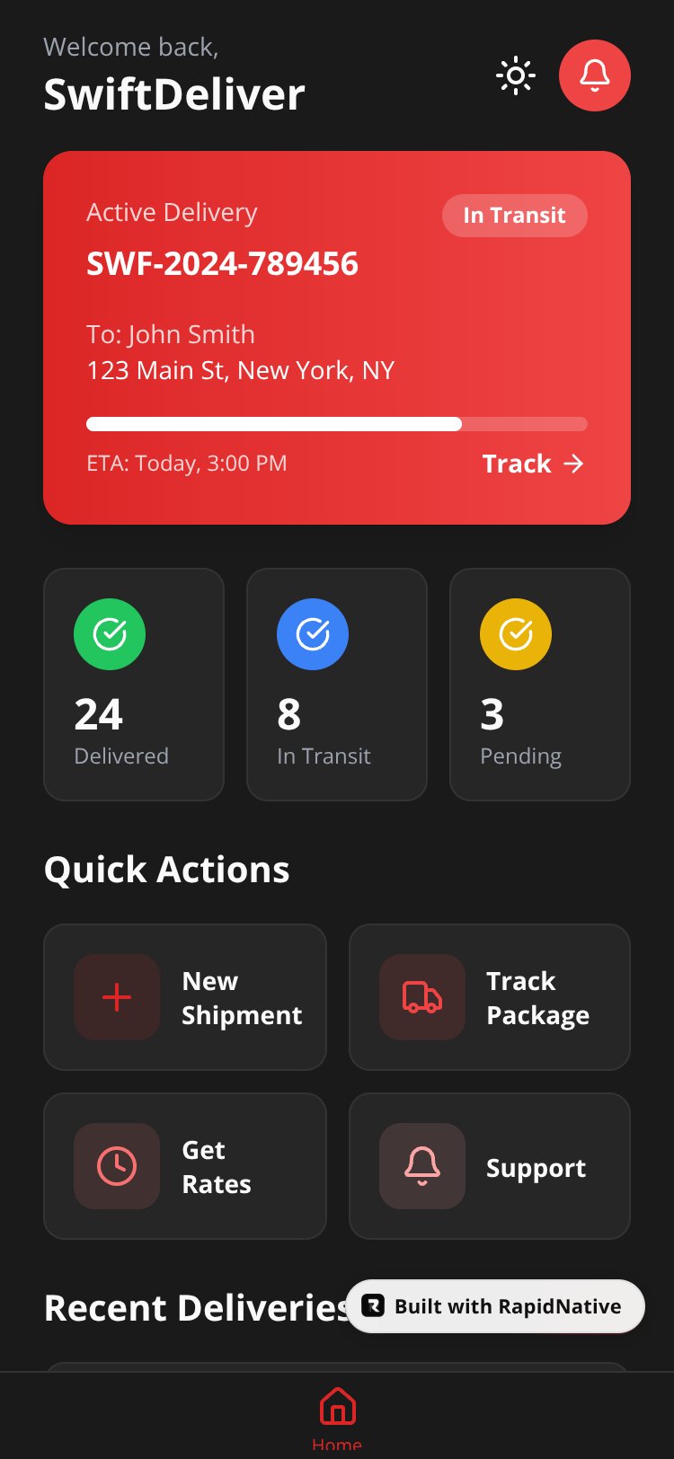 SwiftDeliver screen 1