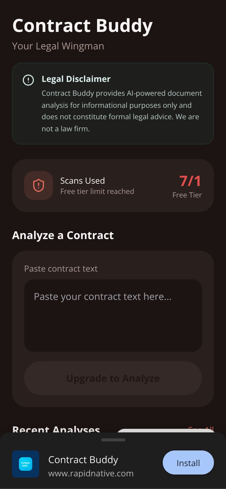 Contract Buddy screen 1