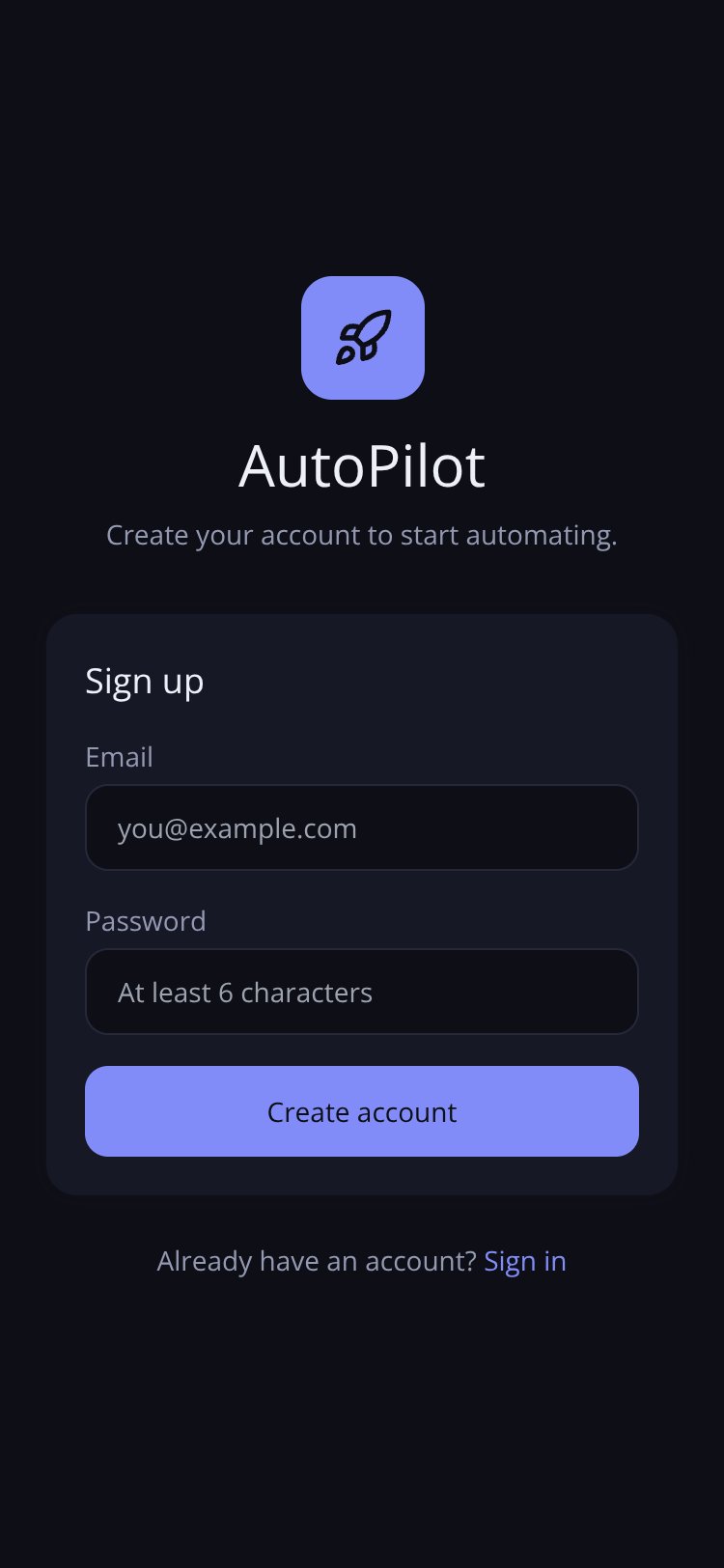 AutoPilot screen 1