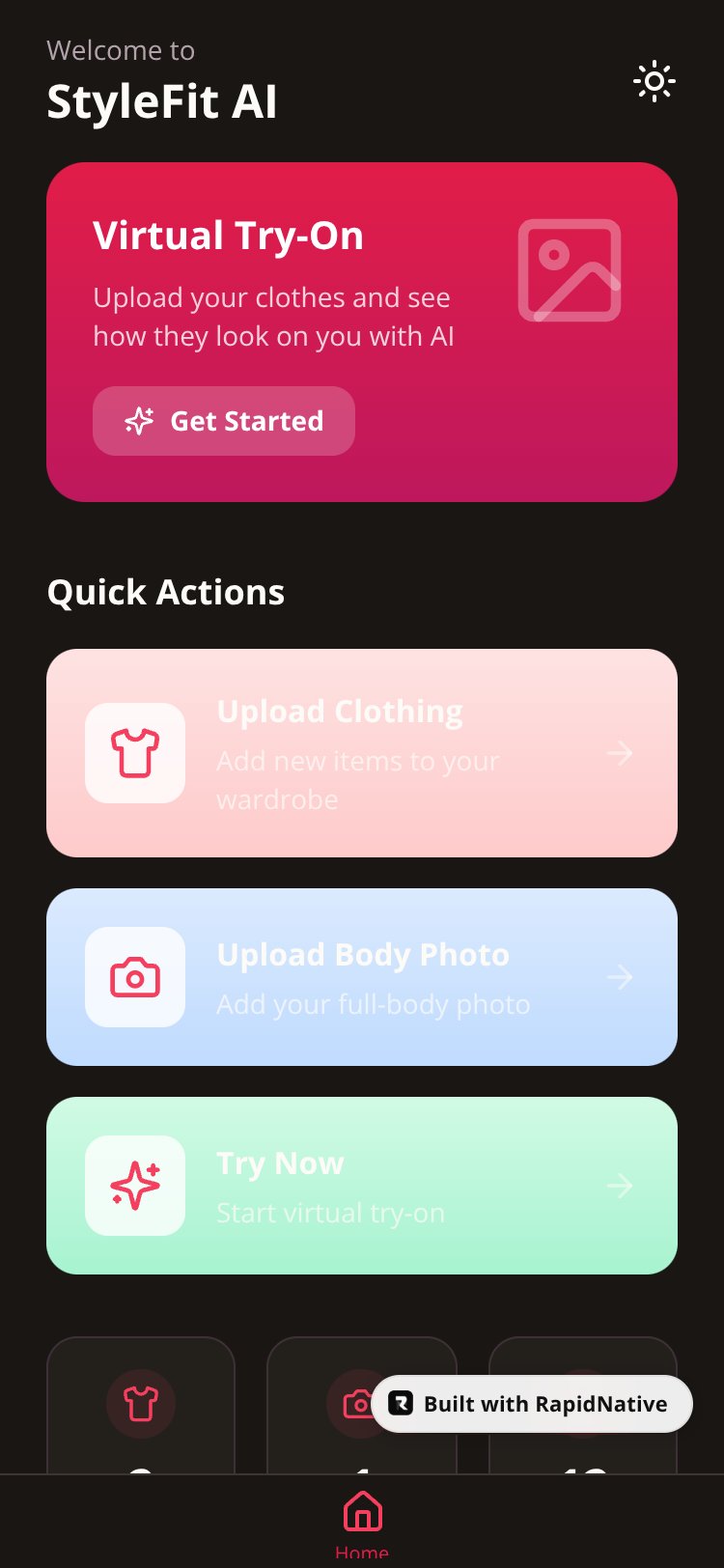 StyleFit AI screen 1