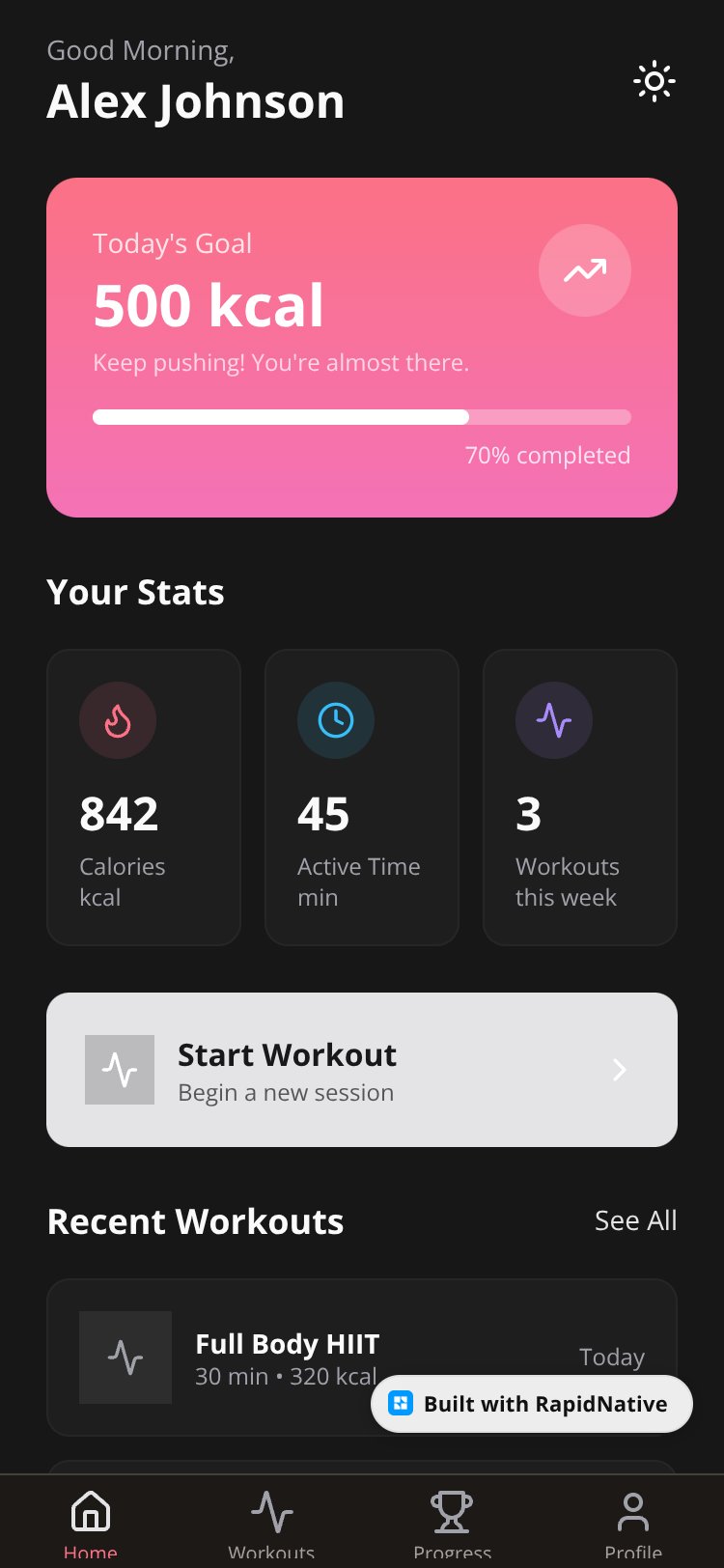 React Native App screen 1