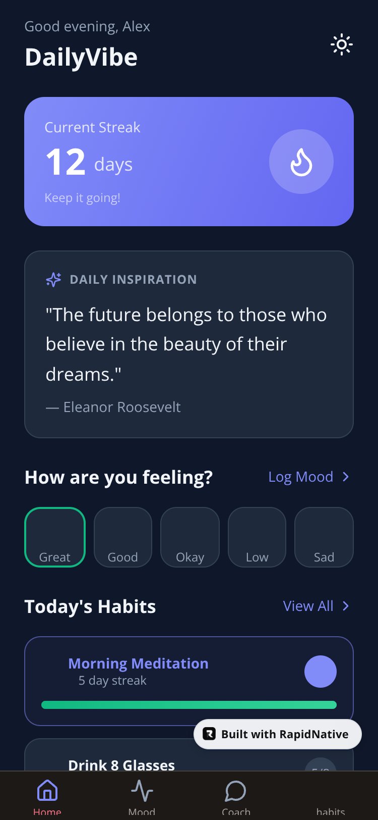 DailyVibe screen 2