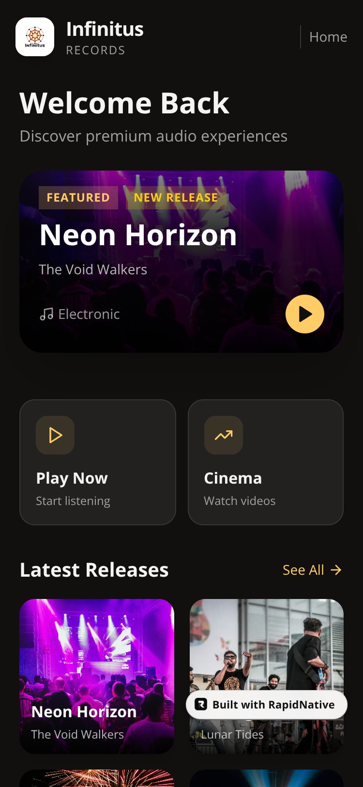 Infinitus Records screen 3