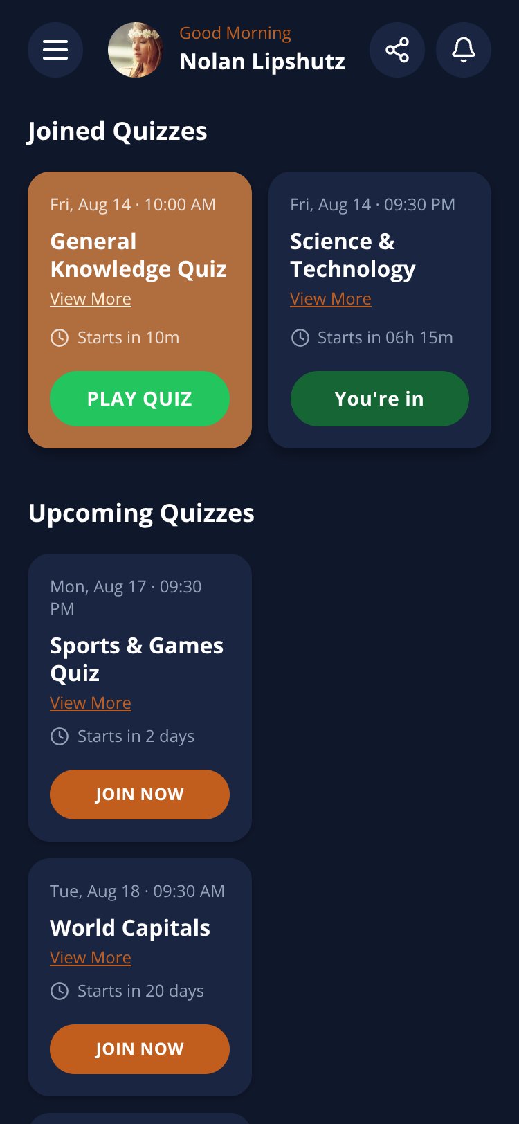 Quiz App screen 1