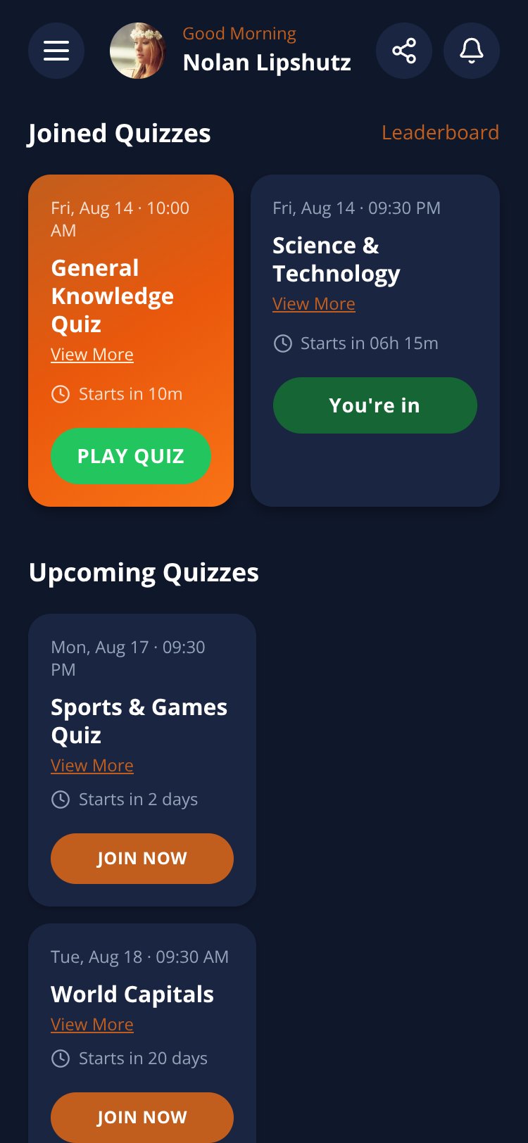 Quiz App screen 1