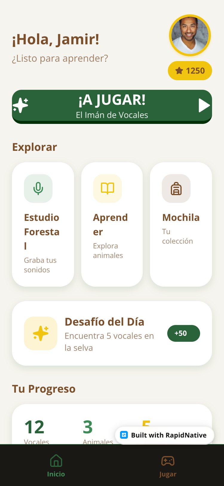 RapidNative App screen 2