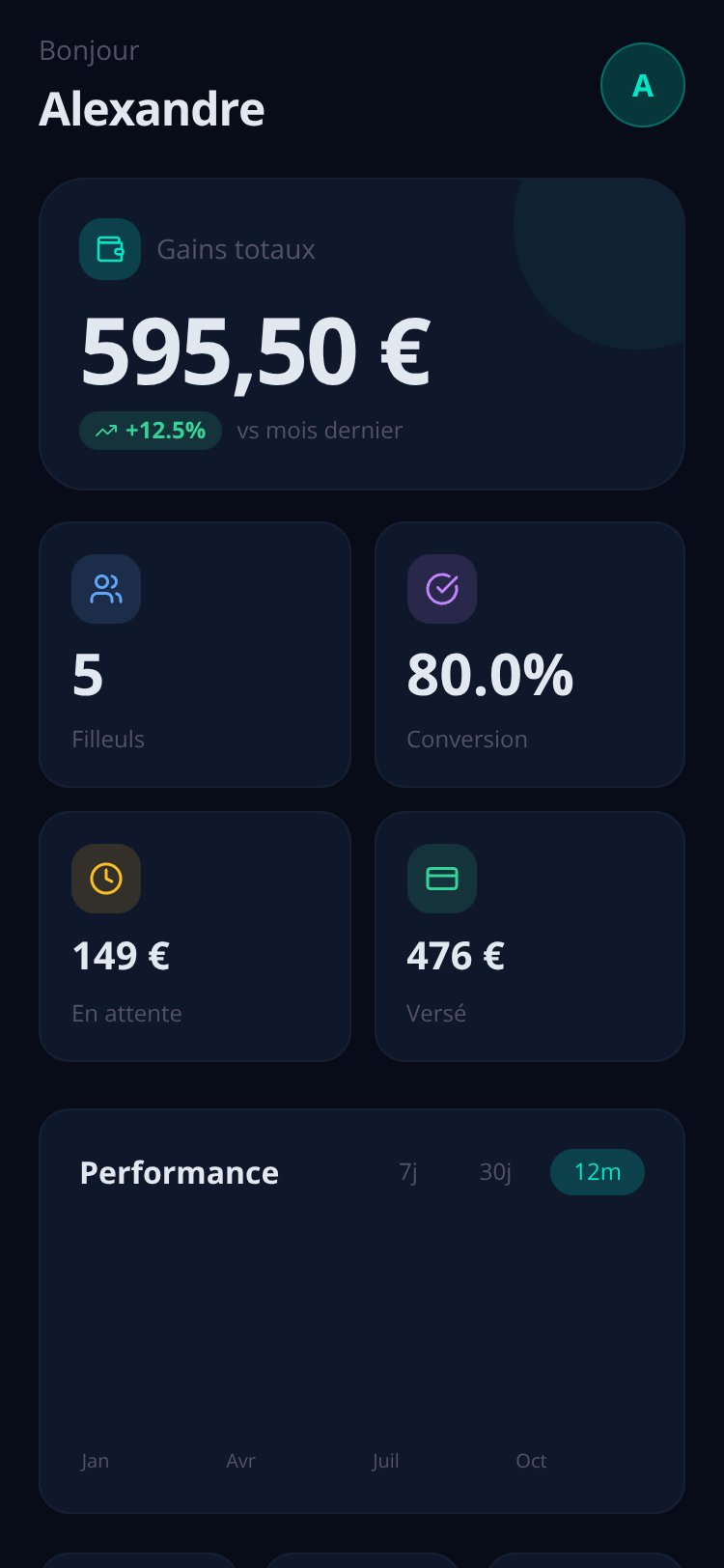 AffiliaDash screen 1
