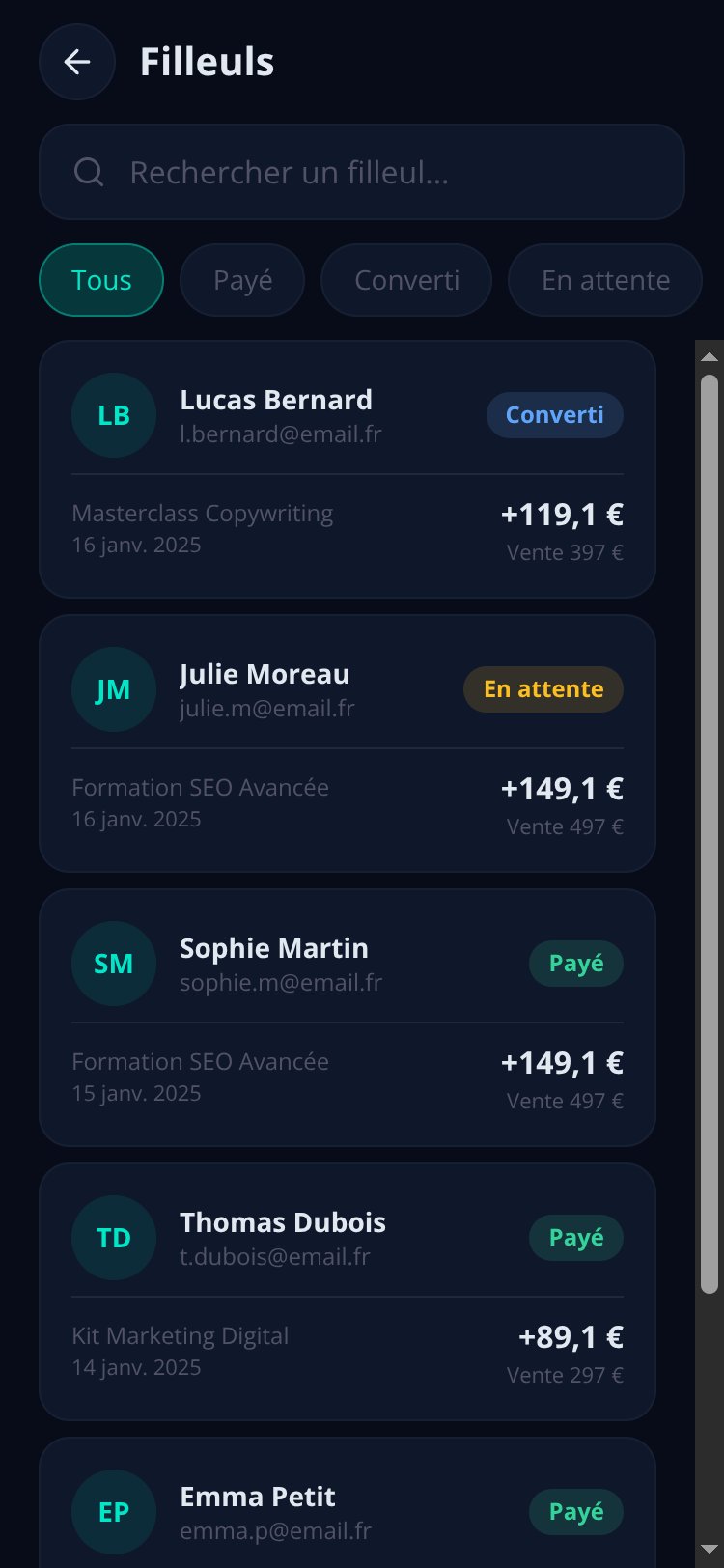AffiliaDash screen 3