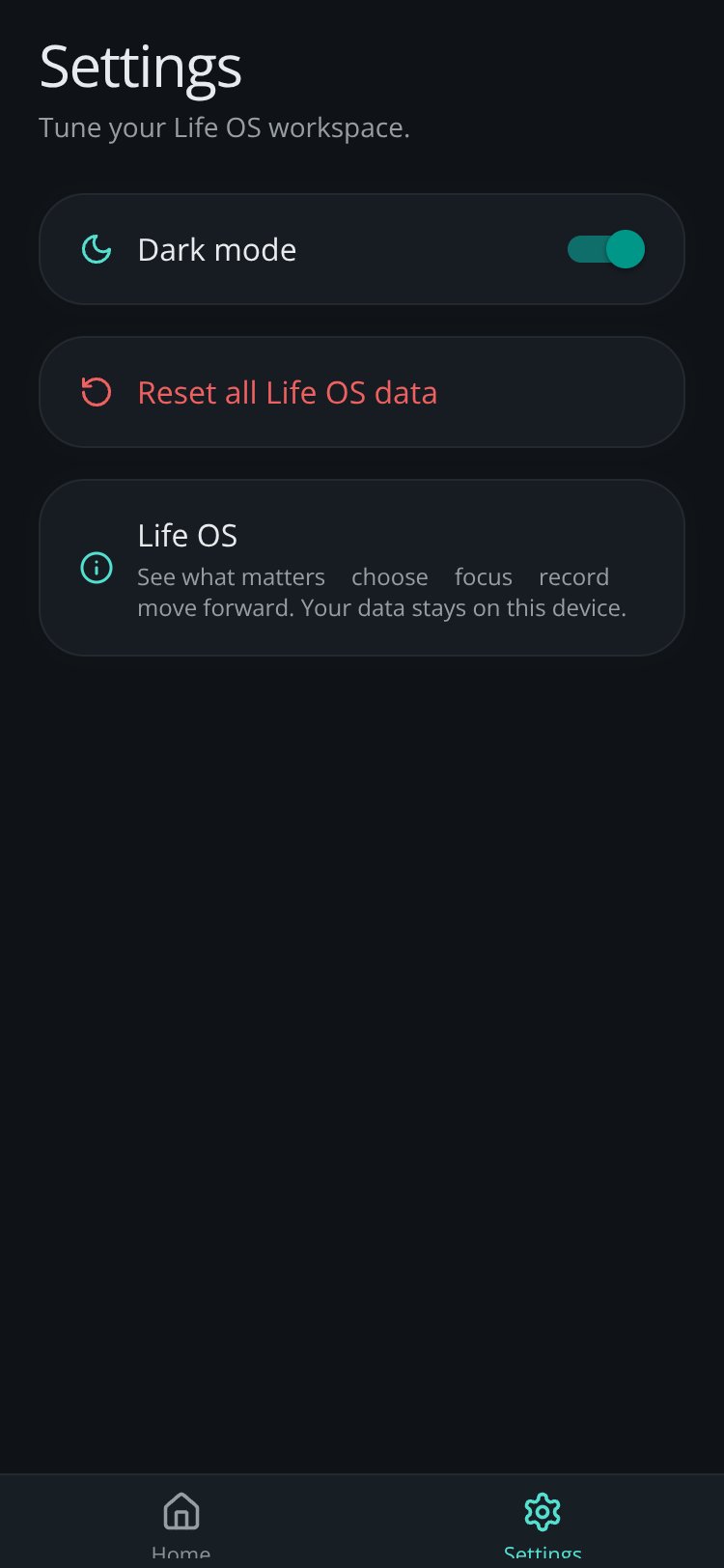 Life OS screen 2