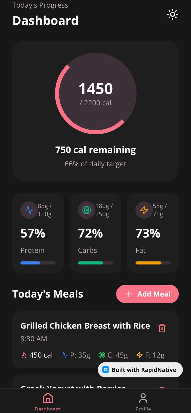 FitTrack screen 2
