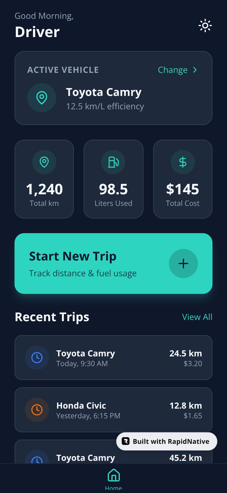 Fuel Trip Tracker screen 3