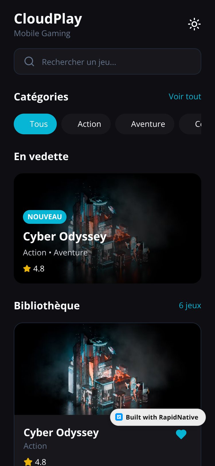 CloudPlay Mobile screen 1
