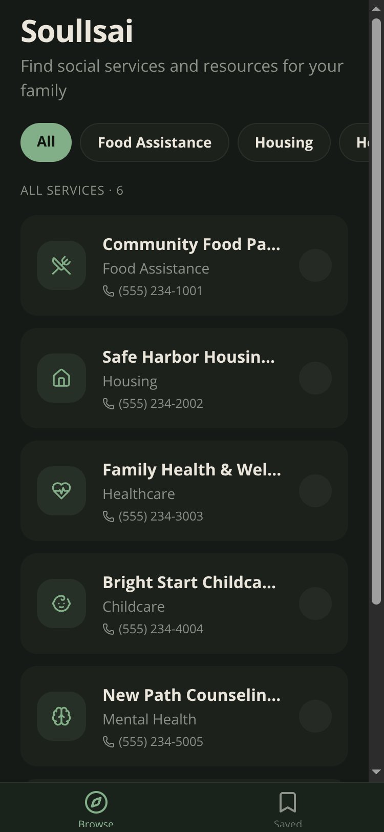 Family Support screen 1