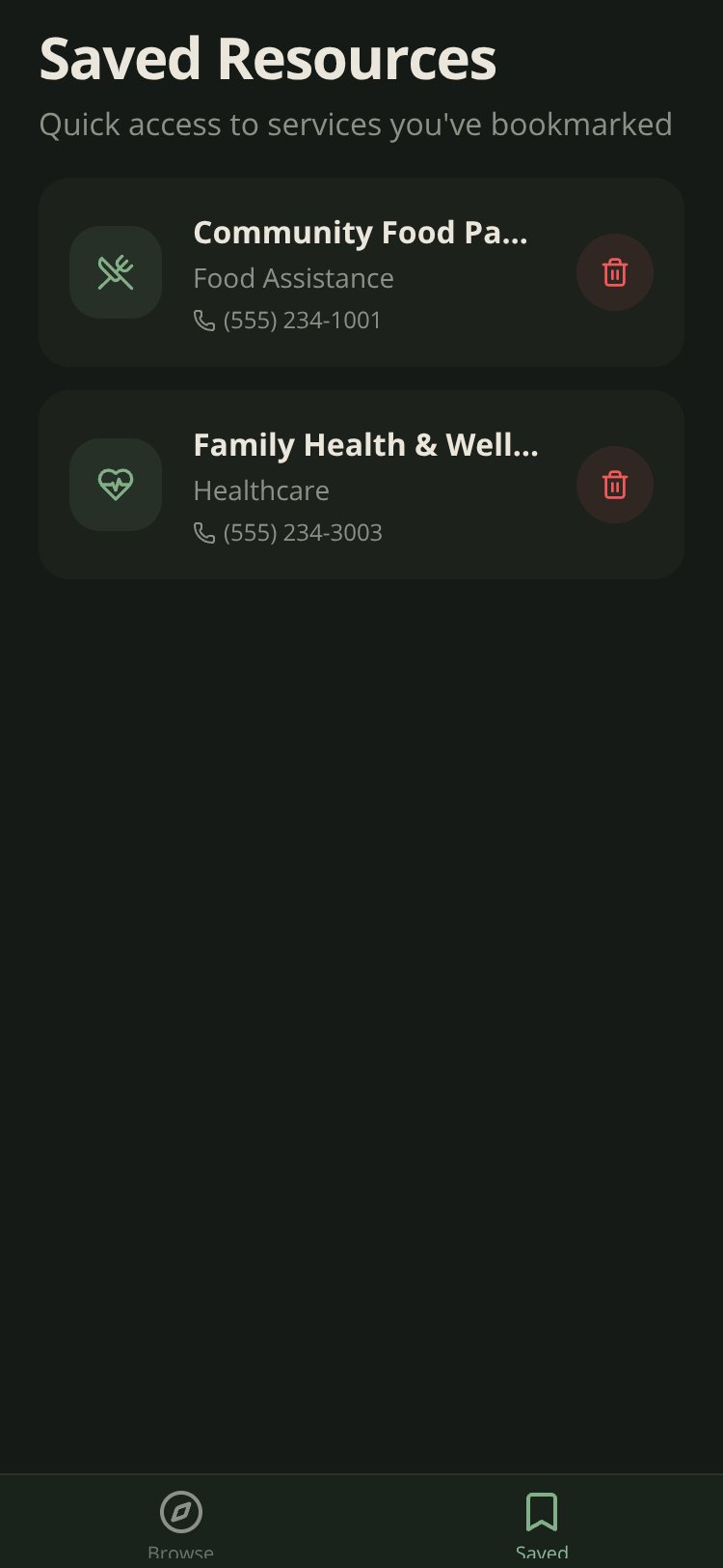 Family Support screen 2