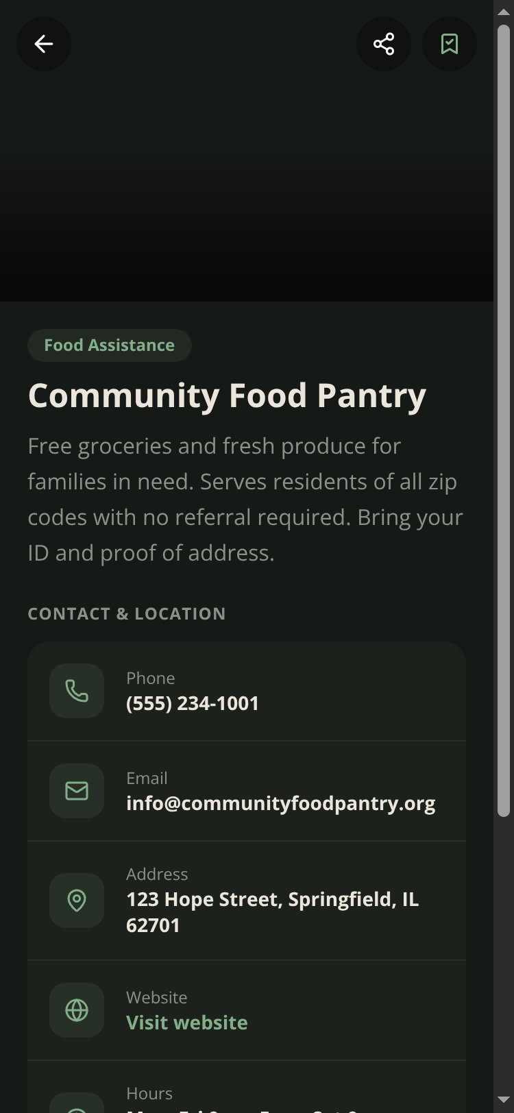 Family Support screen 3