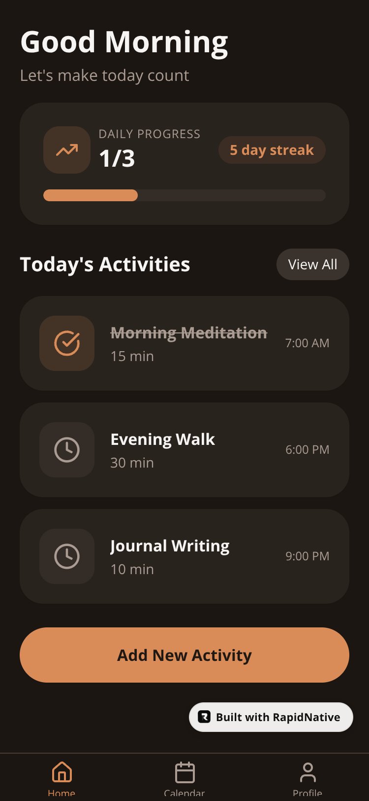 RapidNative App screen 1