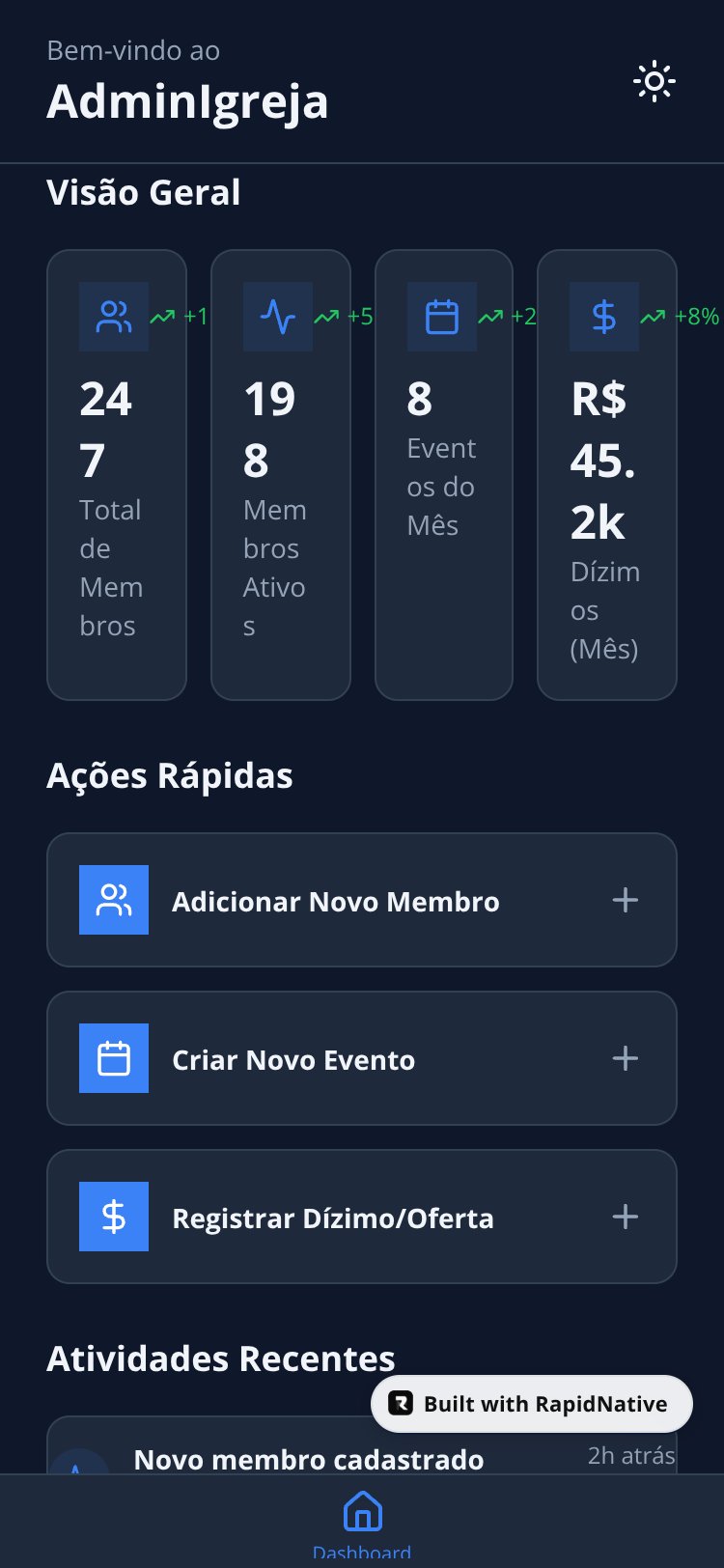 AdminIgreja screen 1