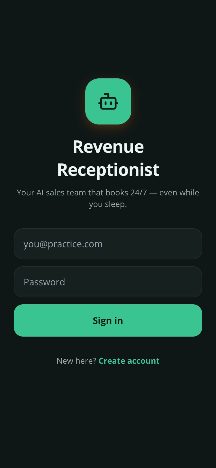 Revenue Receptionist screen 1