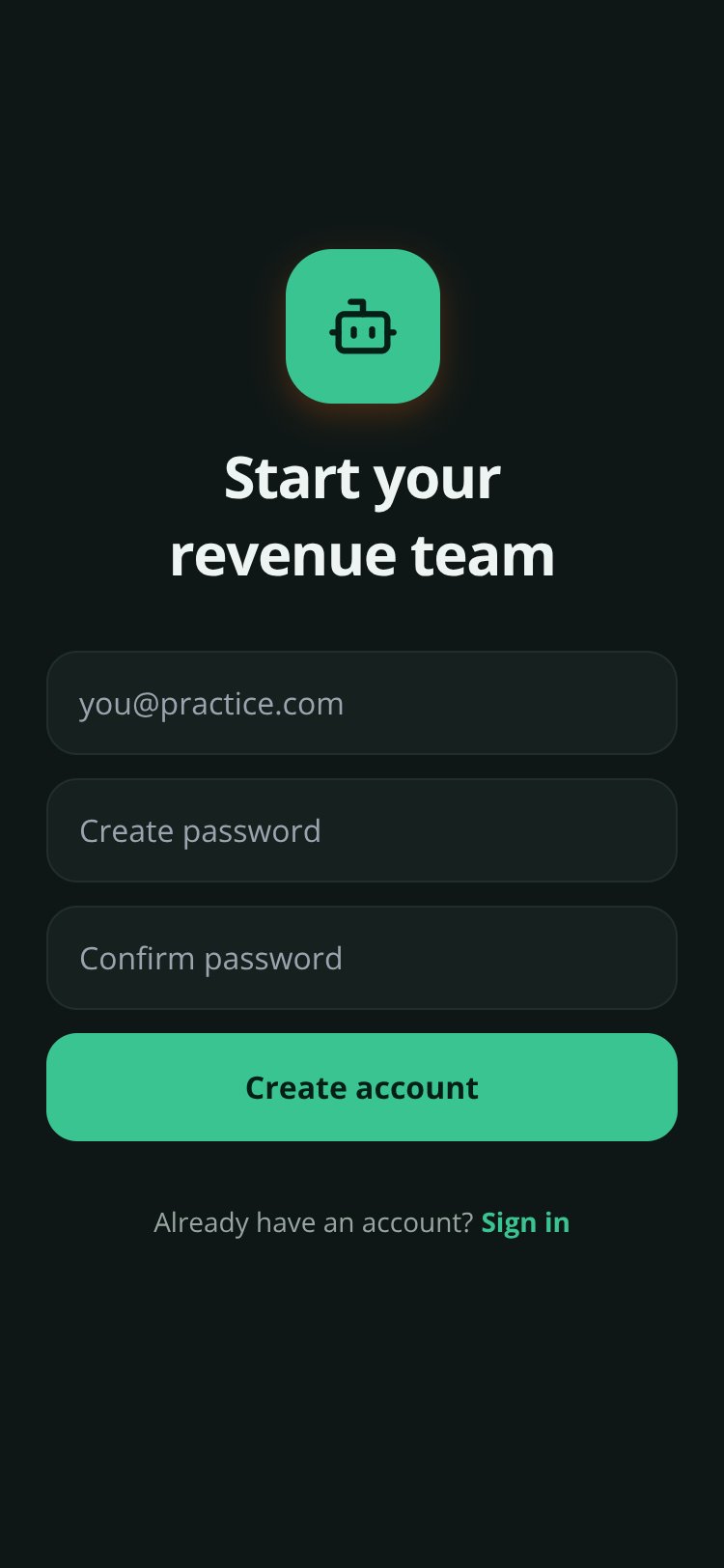 Revenue Receptionist screen 2