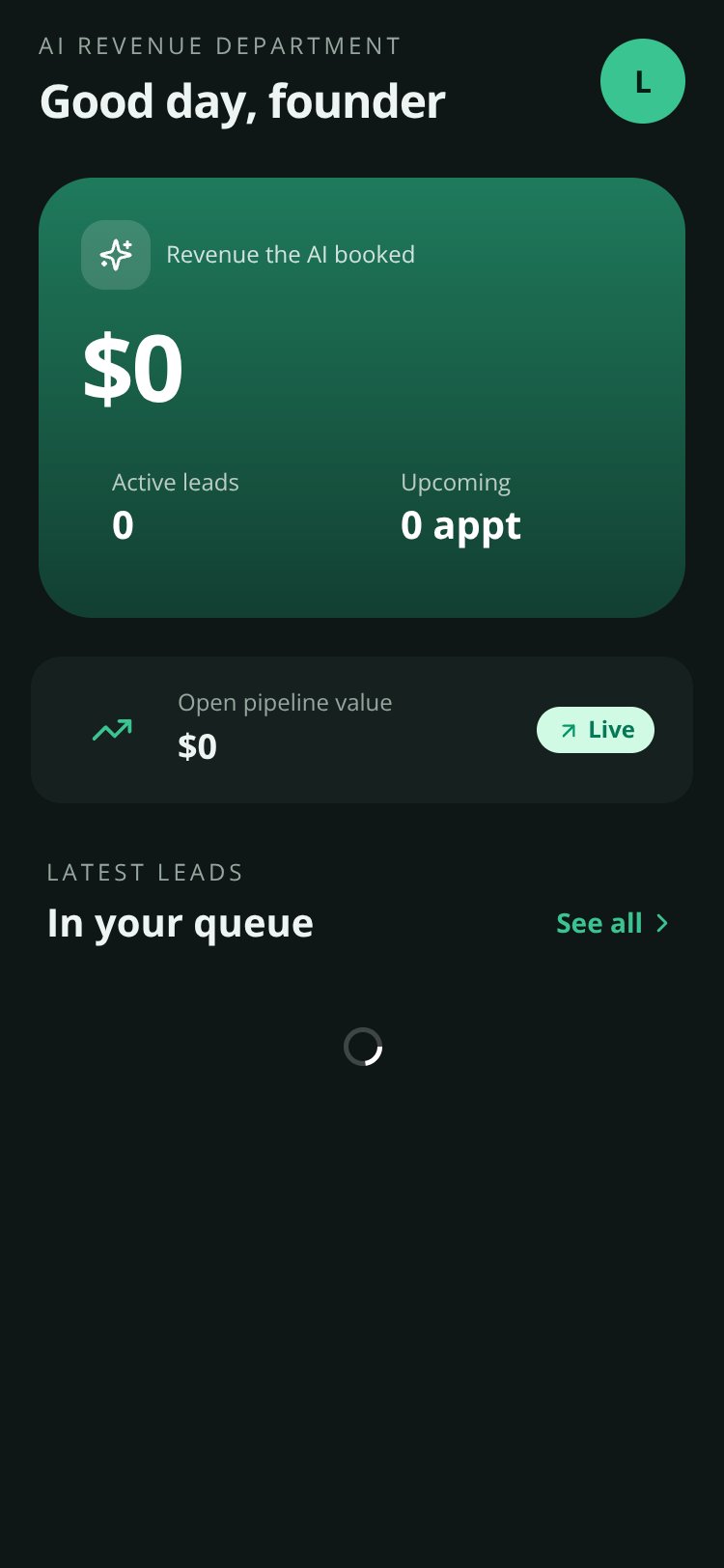 Revenue Receptionist screen 3