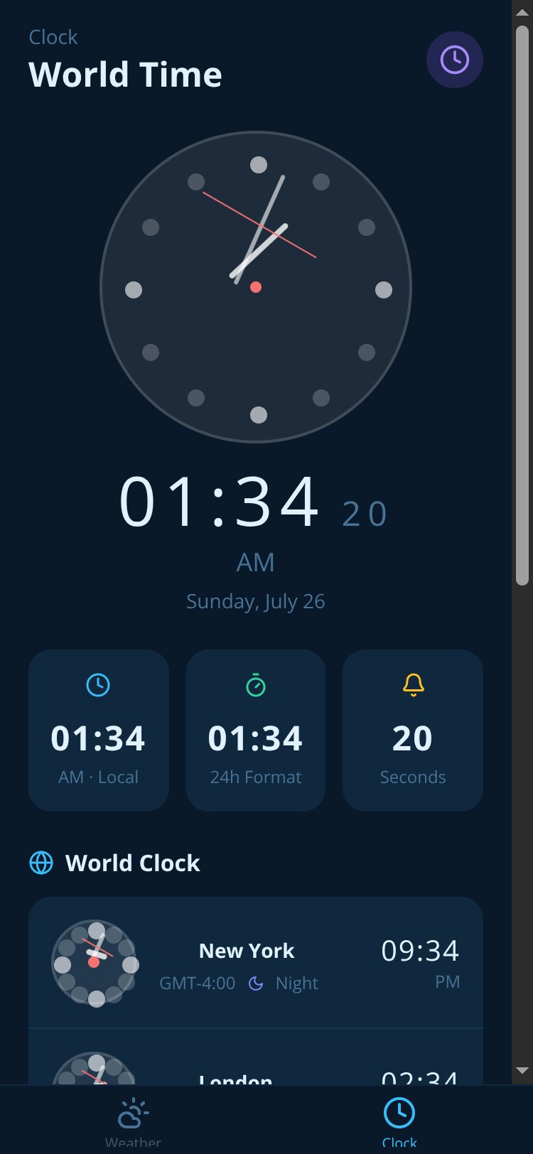 Weather & Clock screen 2