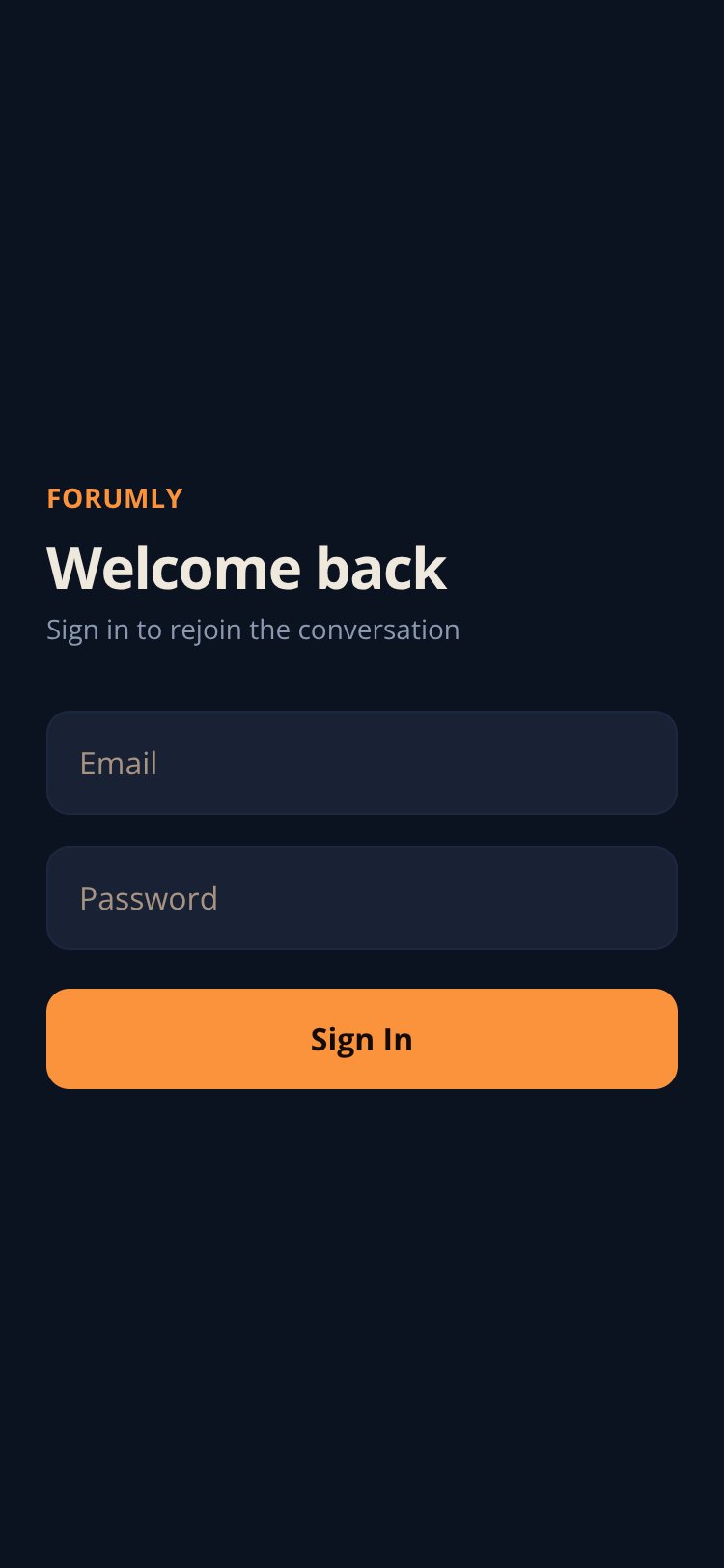 Forumly screen 1