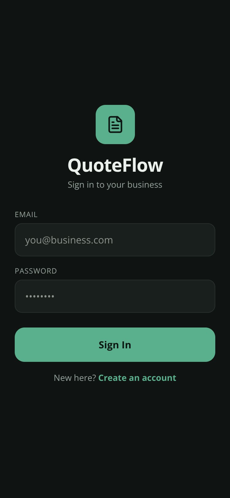 QuoteFlow screen 1