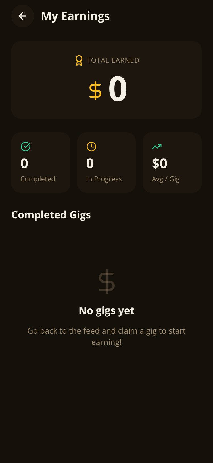 Quick Gigs screen 1
