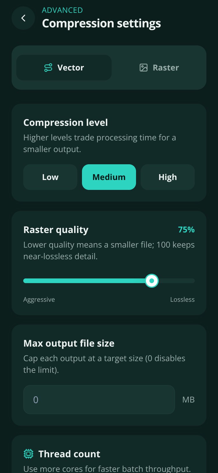 GeoCompress screen 2