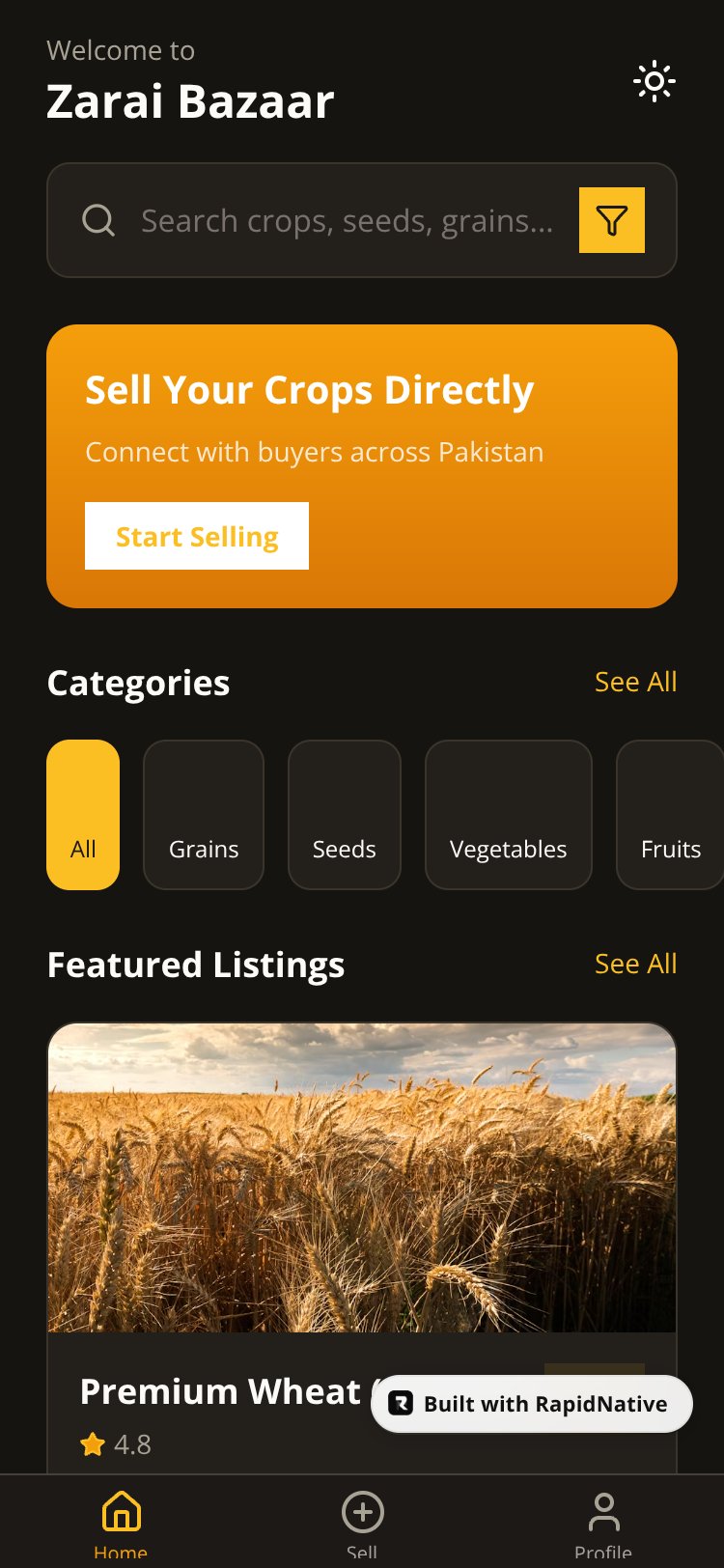 Zarai Bazaar screen 1