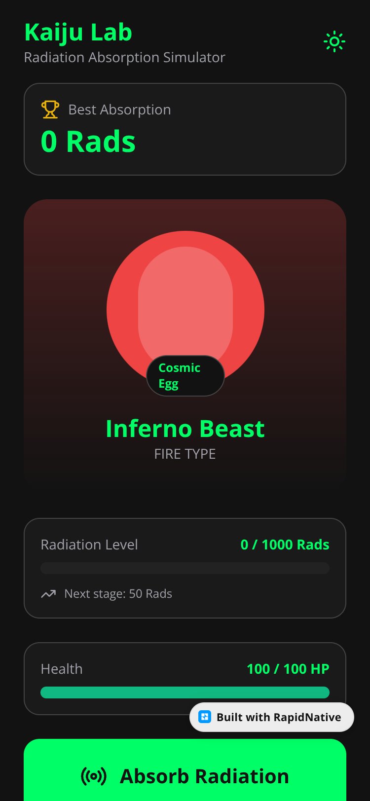 Kaiju Evolution Simulator screen 1