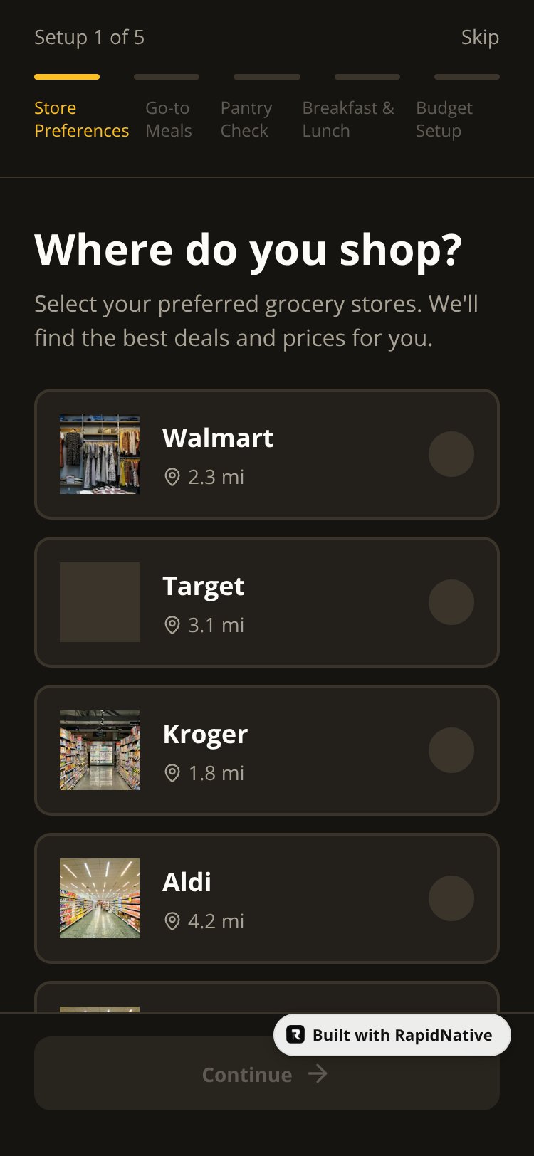 FamilyMeal Planner screen 1