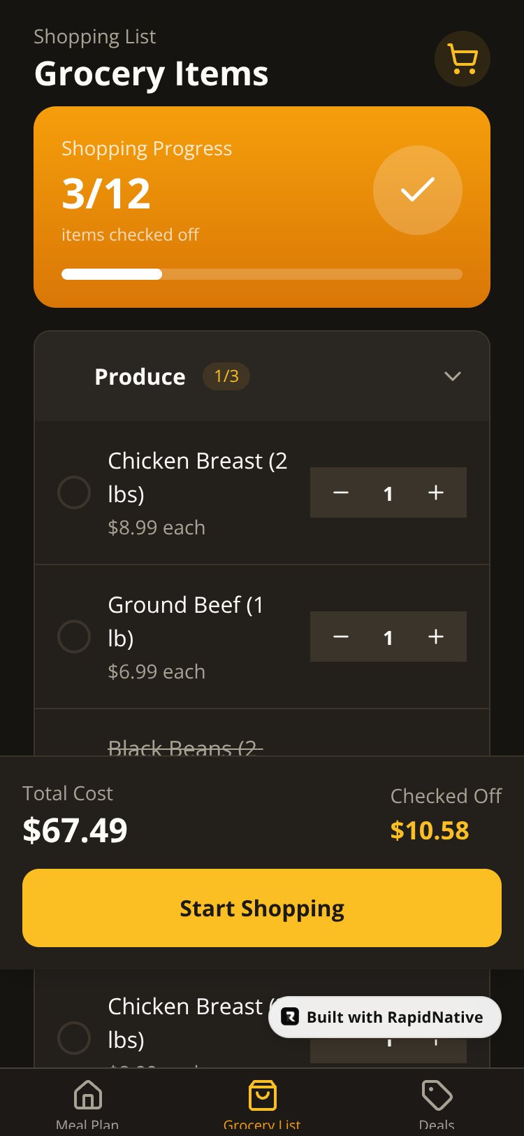 FamilyMeal Planner screen 2