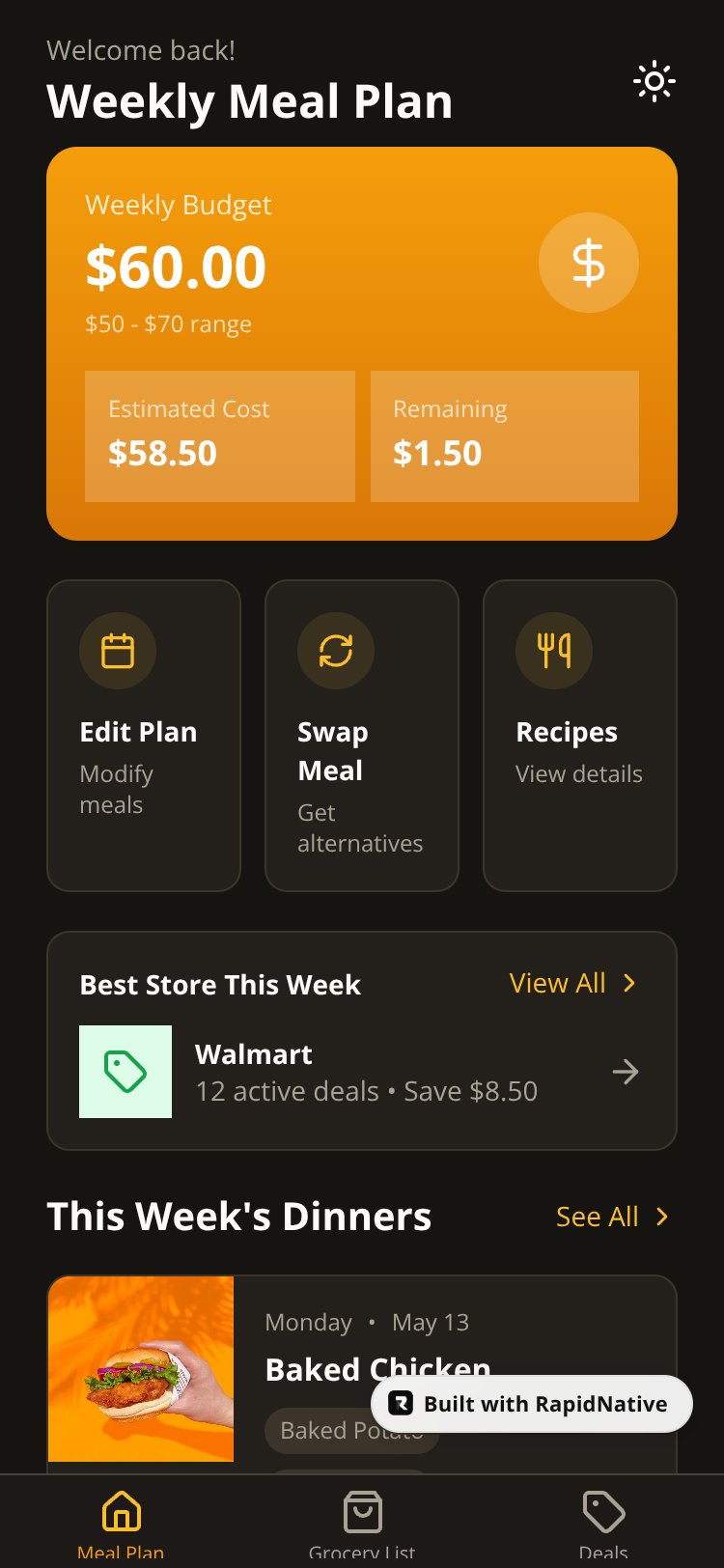 FamilyMeal Planner screen 4
