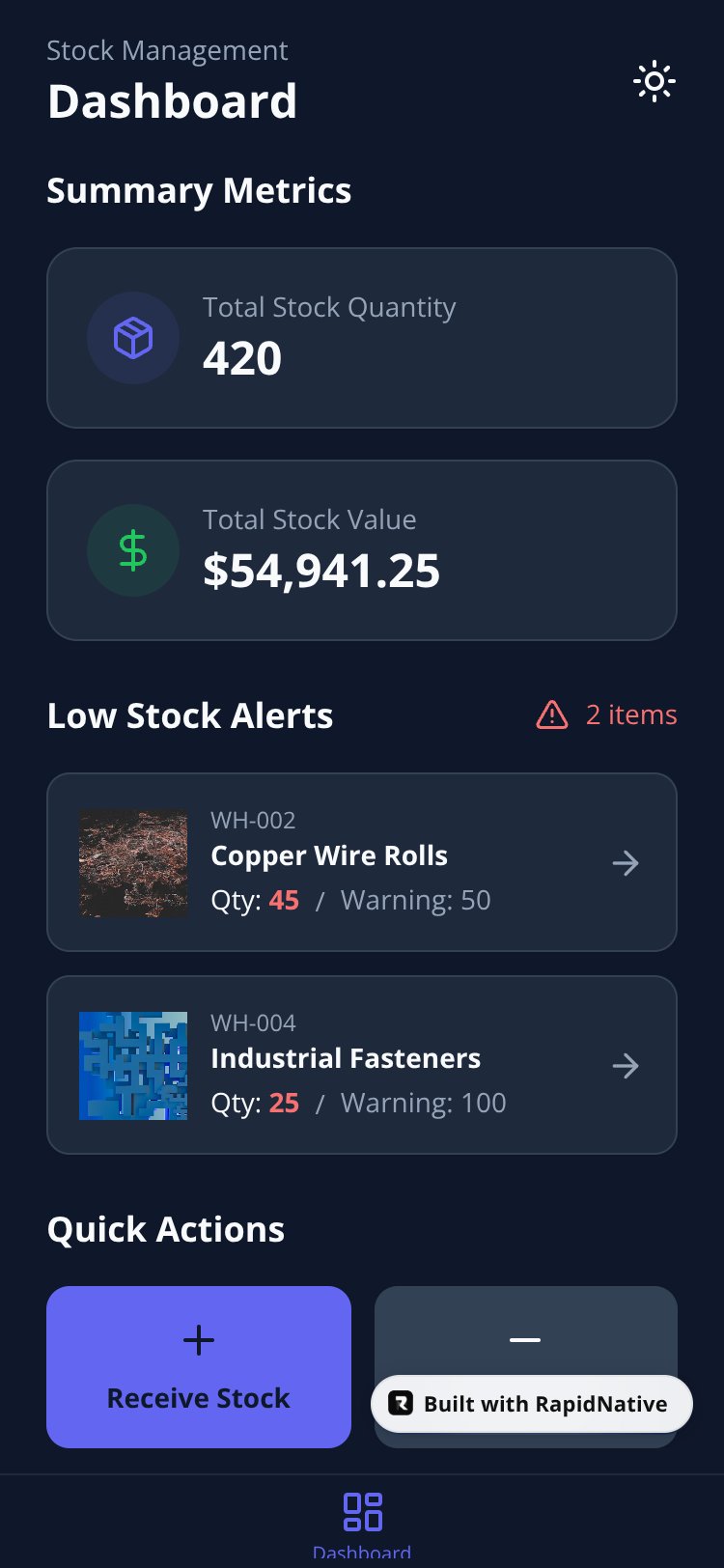 StockMaster screen 1