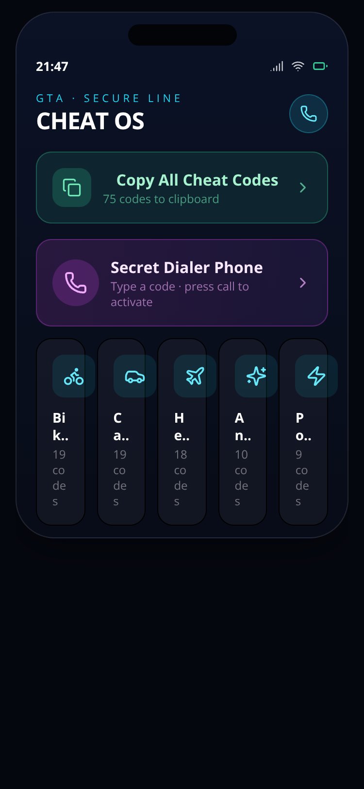 Cheat OS screen 4