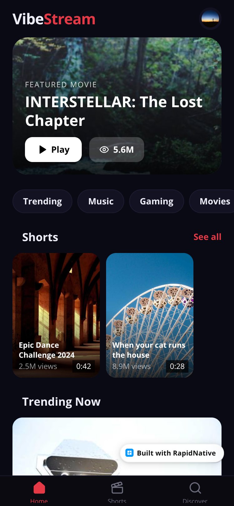 VibeStream screen 2