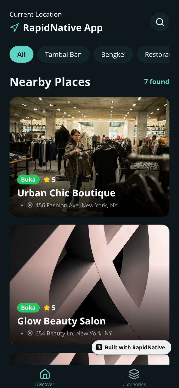 RapidNative App screen 2