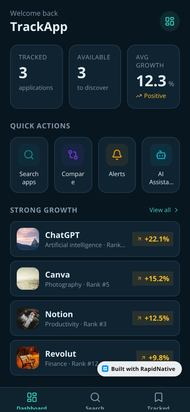 TrackApp screen 3