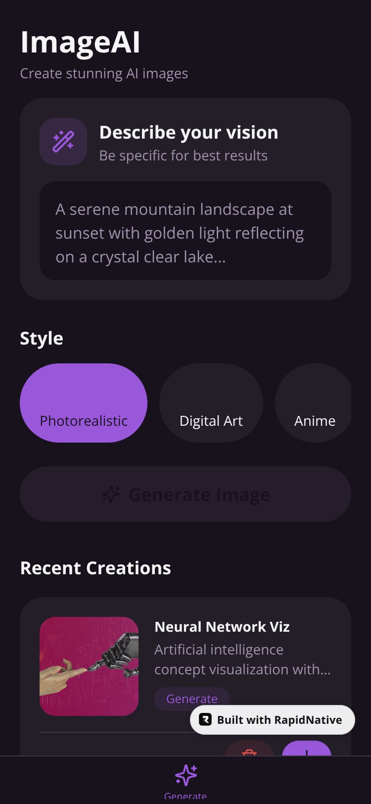 ImageAI screen 1
