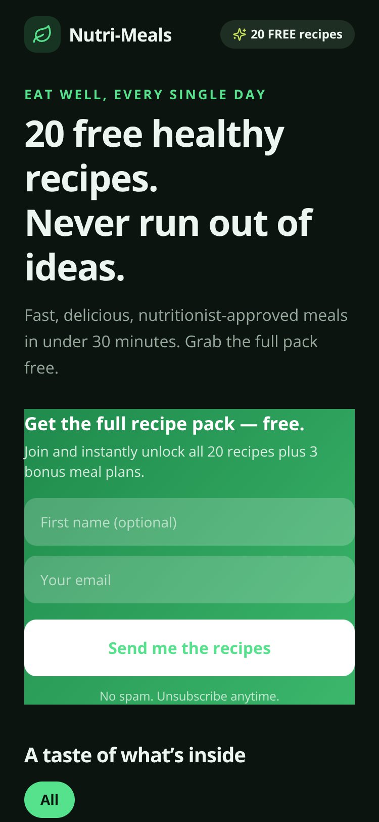 Nutri-Meals screen 2
