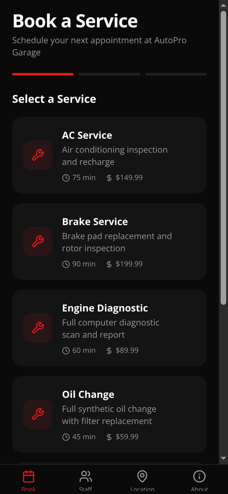 AutoPro Garage screen 3